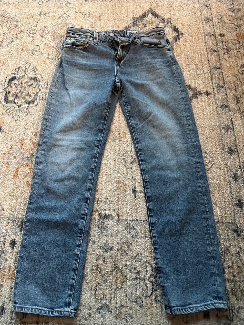 Ag Adriano Goldschmied Women's Slim Straight Jeans in Medium Blue